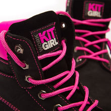 Load image into Gallery viewer, Womens Steel Toe Cap Safety Work Boots - Black/Pink - Work Kit Girl