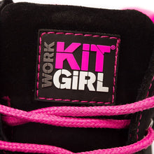 Load image into Gallery viewer, Womens Steel Toe Cap Safety Work Boots - Black/Pink - Work Kit Girl